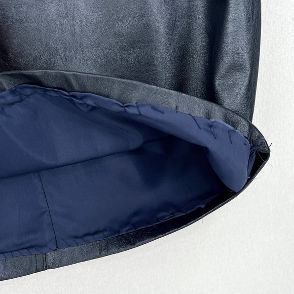 VINTAGE UNGARO PARALLELE PARIS Leather Skirt Womens Small XS Blue Metallic - Picture 9 of 13